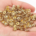 50pcs Rhinestone Spacer Beads Multi-color Crystal Metal Spacers Rondelle Beads for Jewelry Making DIY Bracelets Accessories