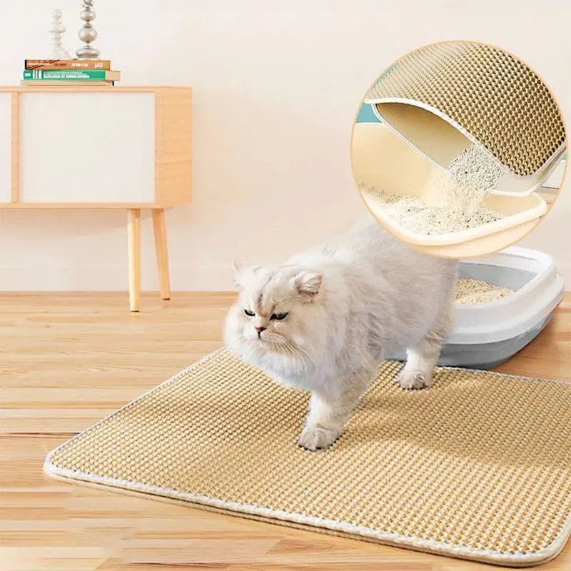 Pet Cat Litter Mat Waterproof Double Layer Cat Litter Trapping Pet Litter Box Mat Clean Pad Products For Cats Accessories - WTN Essentials 