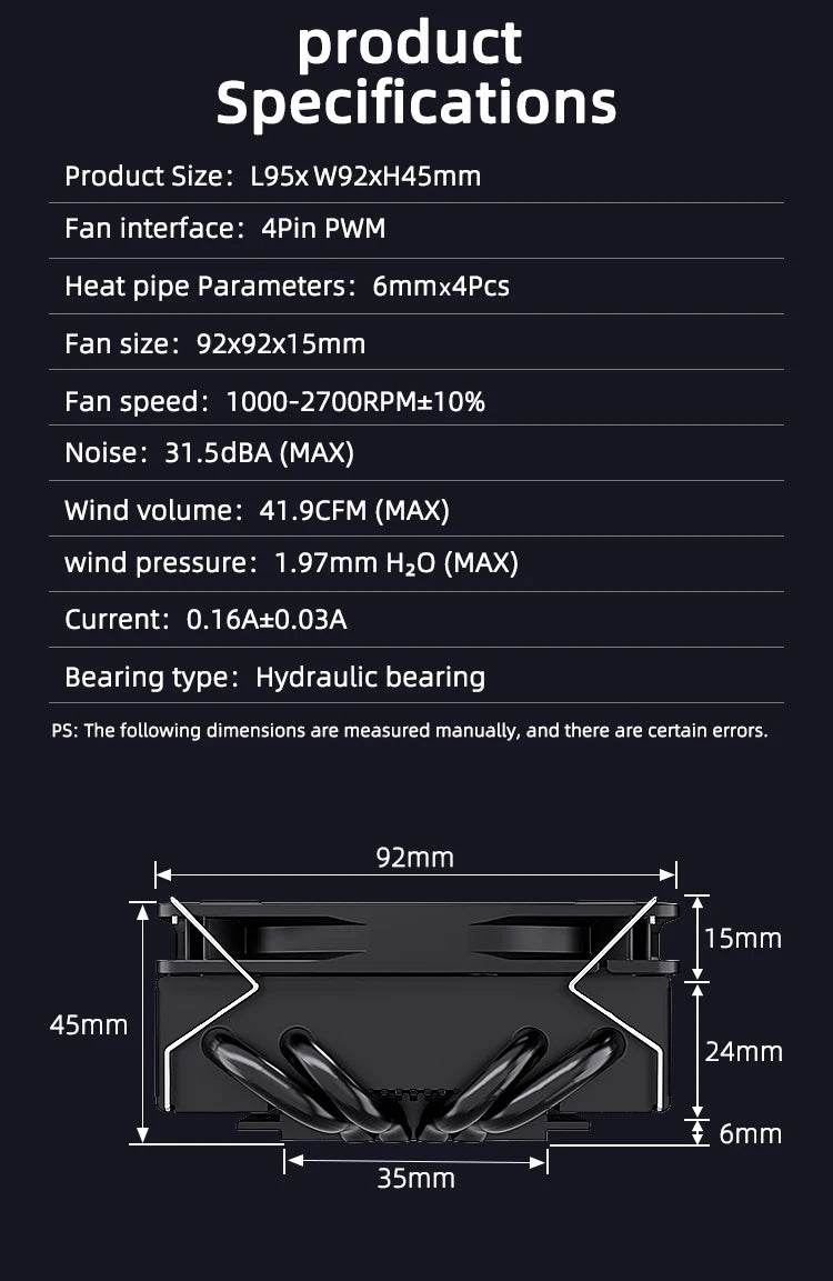 TEUCER UT45 Series CPU Cooler 45mm ITX Case Air Cooling Radiator with UT12015 FDB Fan for AM5 AM4 and LGA1700 1200 2011 for X99