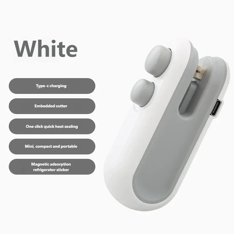 HOMEFISH Mini Handheld Food Heat Sealer, USB Rechargeable Heat Sealer, Storage Bag, Plastic Package, Food Sealer, Clip Bag