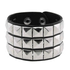Punk Bracelets PU Leather Studded Bracelet Adjustable Goth Cuff Bracelet Gothic Rivet Buckle Wristband for Men Women Emo Jewelry
