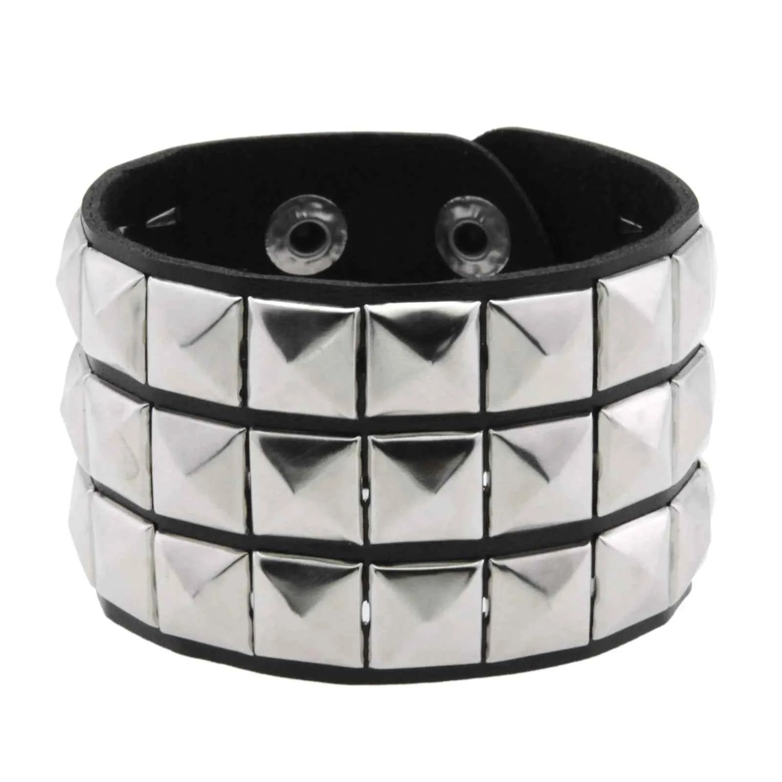 Punk Bracelets PU Leather Studded Bracelet Adjustable Goth Cuff Bracelet Gothic Rivet Buckle Wristband for Men Women Emo Jewelry