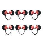 3/6/12pcs/lot Girls Mouse Ears Solid Bow Ears Headband for Birthday Party Supplies and Mouse Themed Costume Cosplay Decoration