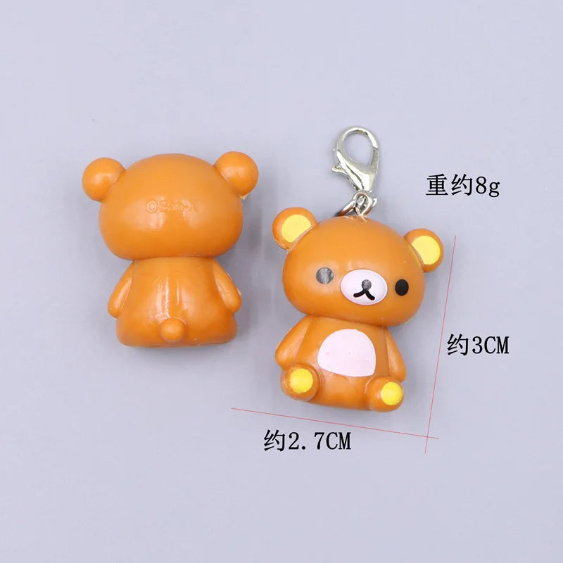 Kawaii Rilakkuma Easy Bear Keyrings Lazybear Doll Keychains Bag Clothing Puller Phone Rope Necklace Accessories Pendants Gift
