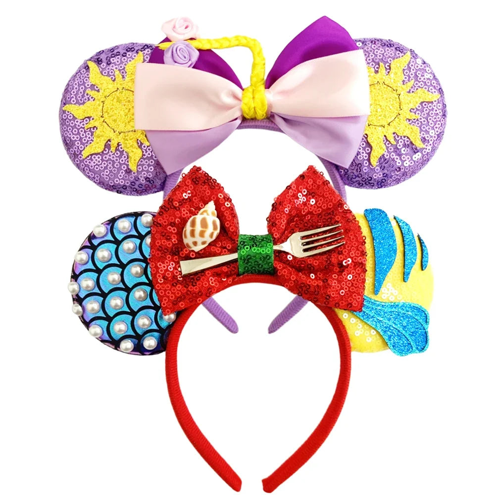 Mouse Ears Headband Cartoon Sequin Bows Headband Birthday Party Christmas Halloween Princess Cosplay Costume For Women Adult