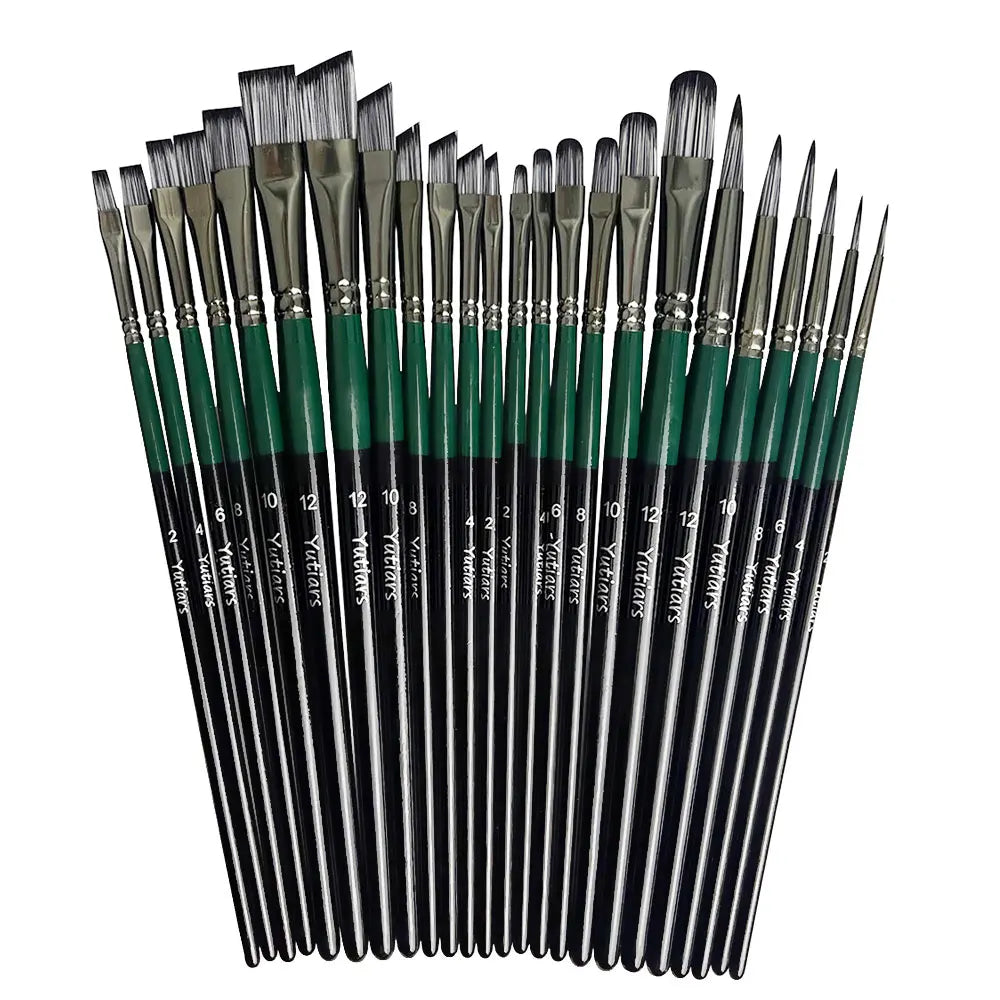 Yutiars Professional Artist Paint Brush Set - 6/24 PCS, Nylon Bristles for Watercolor, Acrylic, Oil Painting, Crafts & Face Body