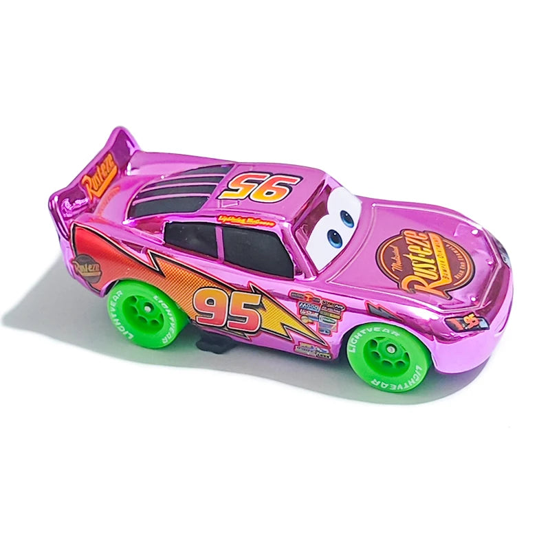 Pixar Cars Electroplated Pink 95 Lightning McQueen 1/55 Metal Die Casting Model Car Alloy Material Collectibles Racing Toys