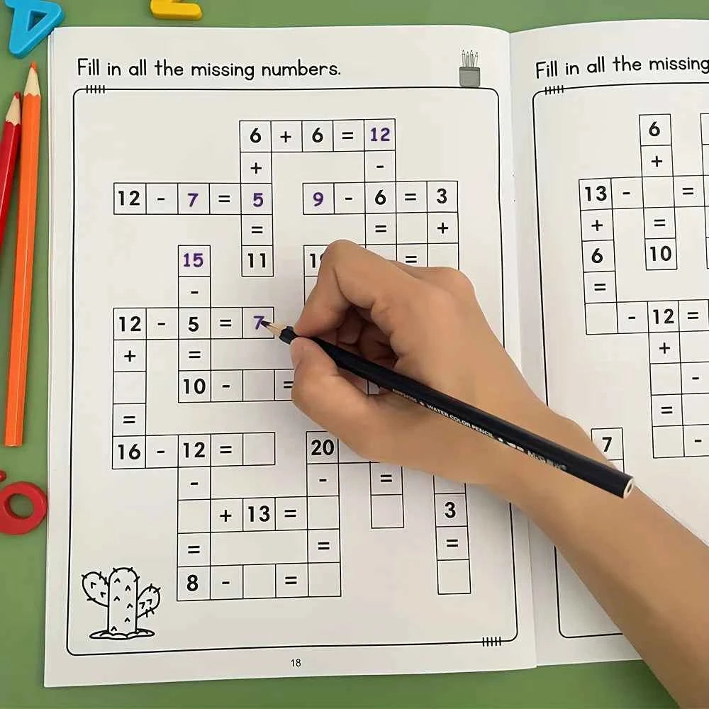 Children's Math Exercise Books, Addition and Subtraction Practice Books, Early Education Learning Workbooks, Math Improvement Tools, Children's Math Crossword Toys, Educational Books, Christmas, Birthday, Halloween Gifts