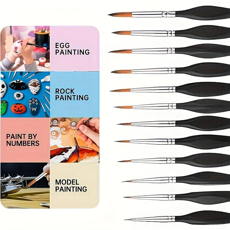 11pcs Precision Paint Brush Set for Fine Detail - Durable Miniature Brushes with Micro Tips for Warhammer 40K, Model & Art Paint
