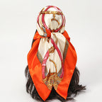 Satin Square Scarf Women Muslim Hijab Elegant 2025 Print Silk Neckerchief Shawl Wraps Headband Handle Hair Accessories Bandana
