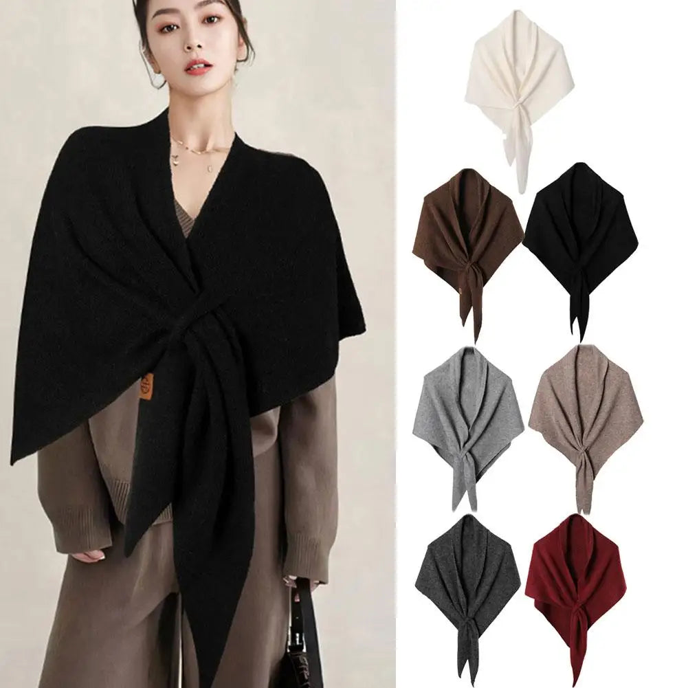 Autumn&Winter NEW Women's Neck Wrap Wool Blended Triangular Shawl Female Thickened Knitted Warm Shoulder