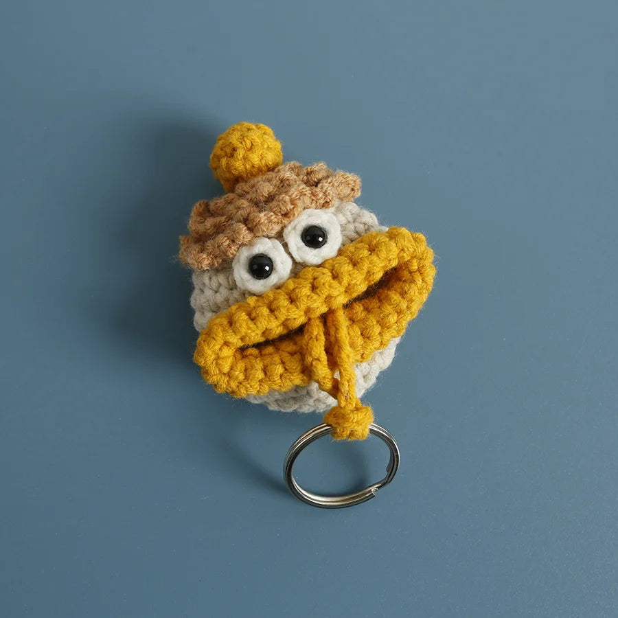 Funny Fruit Sausage Mouth Crochet Keychain Key Holder