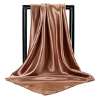 Luxury Brand Silk Scarf Women Satin Solid color Hijab Scarves Muslim Pareo Bandana Female Shawl Wrap Headband Foulard 90*90cm