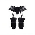 Women Lace Garter Belt And Stockings Set Jacquard Suspenders Panty Satin Bow Mini Skirt Hosiery Mesh Lingerie Pantyhose Womens
