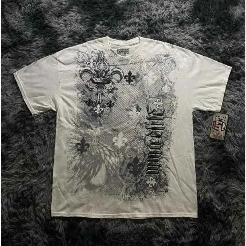 2000s affliction Graphic T-Shirt Mens Large Grunge Wings New Fashion Style Couple Tops Pure Cotton Shirt