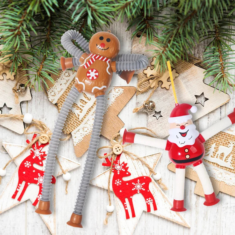 1/4pcs Santa Claus toys Retractable decompression toys Santa Claus/Snowman/Elk/Gingerbread  Perfect for Christmas Decoration