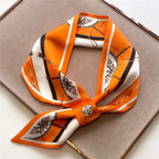Luxury Brand Horse Print Skinny Neckerchief Scarf For Women Satin Silk Ribbons Bandana Ladies Neck Tie Wrist Wrap Shawl Echarpe