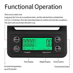 High Precision Coffee Scale with Timer Digital Kitchen Food Scale