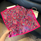 Elegant Nordic Style All Seasons Scarf Faux Silk Large Square Shawl Simple Chic Decorative Wrap For Teens