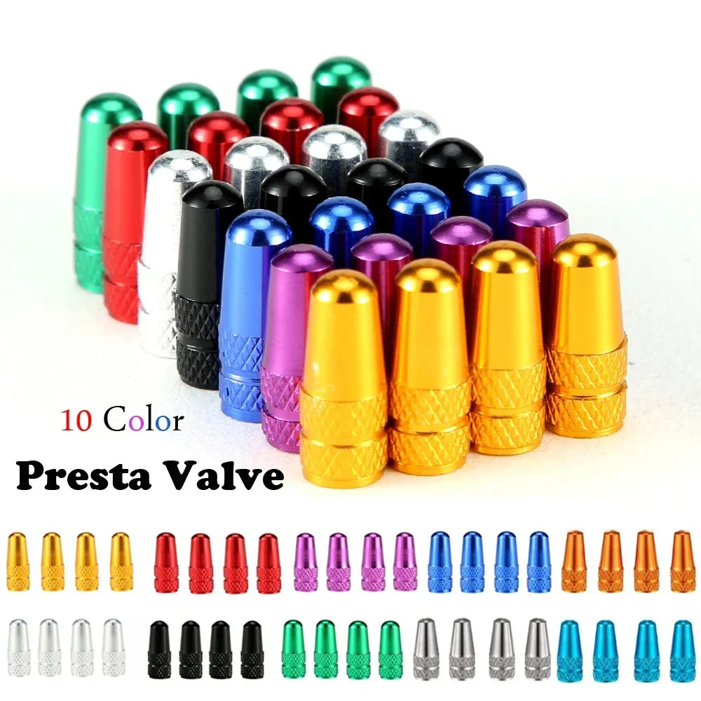 4PCS Aluminum Alloy Presta Valve Caps For Road MTB Track Racing Bike Tires French Valve Wheel Tube Covers