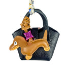 Mini PU Leather Bag For AirPods Case/Lip Balm/Coins With Tiny Dachshund As Decoration-Functional & Decor Leather Pouch-Gift
