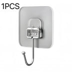 Big Size Hooks Heavy Duty 22 lbs Waterproof Adhesive Wall Hooks Nail-Free Transparent Waterproof Hooks for Kitchen Bathroom