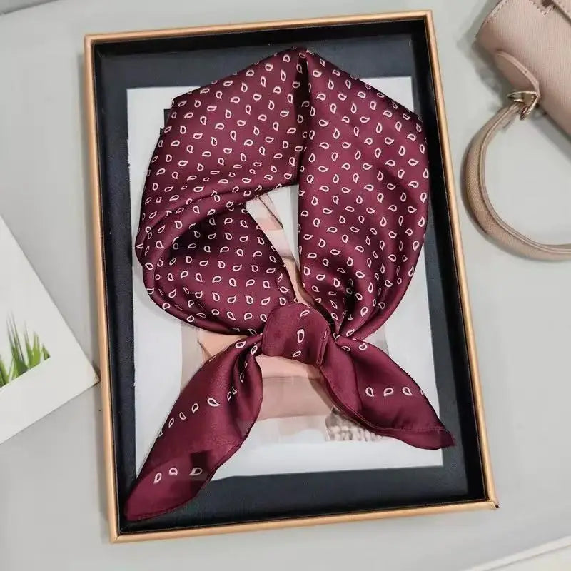 1pcs 70*70cm Women's Square Scarf Soft Satin Floral Print Wrap Foulard Neckerchief Bandannas Hair Skinny Tie Hijab Shawls