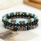 Casual 3Pcs/Set Wooden Stone Beads Bracelet Unisex Apparel Accessories Coconut Shell Howlite Onyx Beaded Meditation Yoga Braslet
