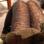 Vintage Women Sexy Thin Transparent Silky Pantyhose Gothic Black Sexy Leopard Animal Pattern Sheer Tights Seamless Stockings