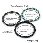 Casual 3Pcs/Set Wooden Stone Beads Bracelet Unisex Apparel Accessories Coconut Shell Howlite Onyx Beaded Meditation Yoga Braslet