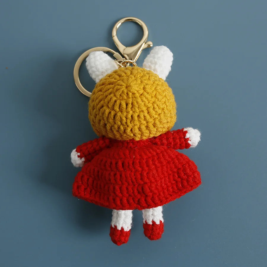 Cute Mushroom Rabbit Crochet Keychain Bunny Bag Charm