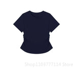 Women Summer Short Sleeved Top for Fashion Versatile Base Shirt Slim Fit Round Neck T-shirt Casual and Sexy Breathable and Cool