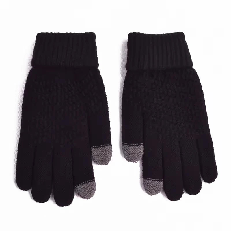 Women Men Winter Touch Screen Gloves Stretch Knit Wool Full‑Finger Gloves Warm Soft Crochet Thermal Gloves For Outdoor Wear
