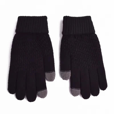 Women Men Winter Touch Screen Gloves Stretch Knit Wool Full‑Finger Gloves Warm Soft Crochet Thermal Gloves For Outdoor Wear
