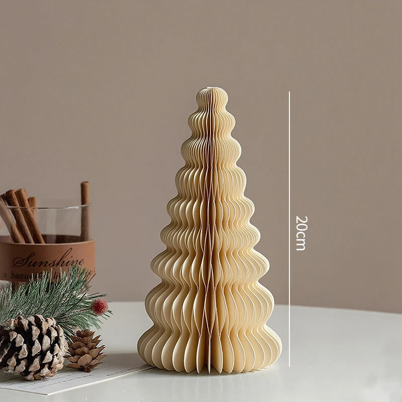 Paper Christmas Tree Ornaments 3D Honeycomb Christmas Tree Decorations Folded Paper 2026 Xmas New Year Desktop Arrangement Decor