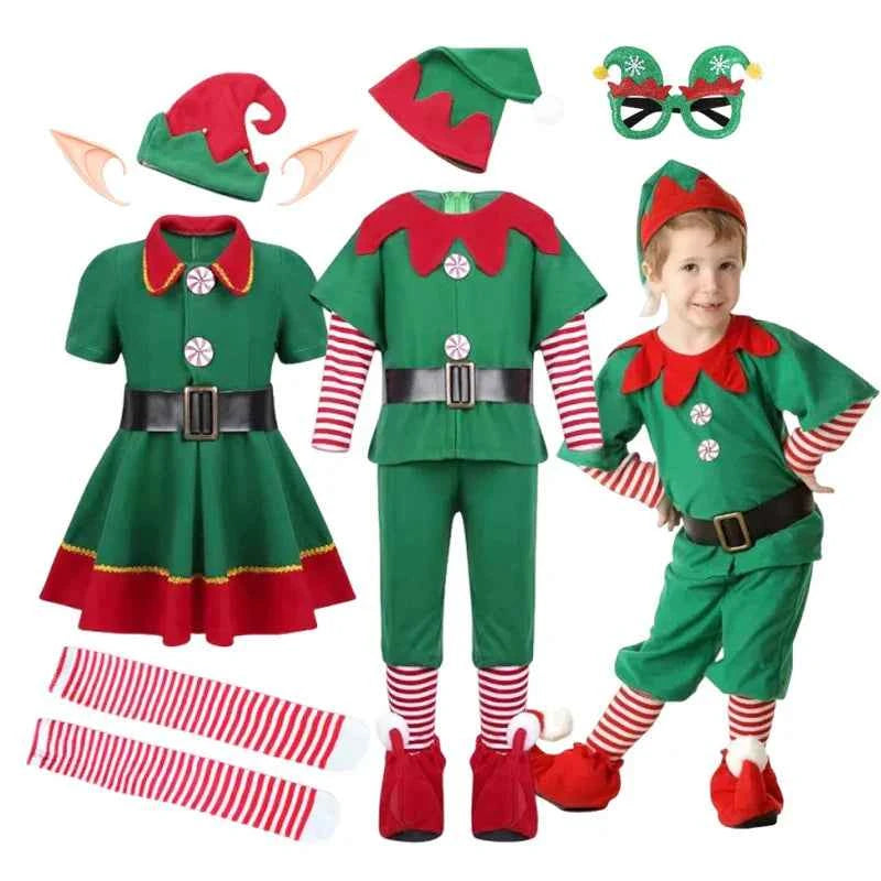 Kids Christmas Elf Costume Set – Santa Claus Festive Outfit