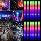 15/30Pcs LED Glow Sticks Bulk Colorful RGB Glow Foam Stick Cheer Tube Dark Light for Xmas Birthday Wedding Party Supplies