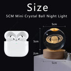 Unique 3D Crystal Ball Night Light Led Lamp Bedside Table Glowing Galaxy Lamp Saturn Planets Moon Birthday Gift Toy 5cm