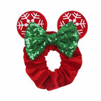Cute Mouse Ears Velvet Scrunchies Hairband Women Elastic Ponytail Holder Girls Sequin Bow 2023 Kids Party DIY Hair Accessories
