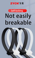 100Pcs 8 Series Width 7.5MM 200/250/300/350 Nylon Ties Cable Plastic  Wire Fixed Strap White/Black Self-Locking StrongTensile