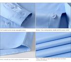 Summer shirt, men's white glossy non ironing shirt, men's wrinkle resistant ice silk casual high-end seamless business shirt