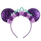 New Christmas Halloween Mouse Ears Headband Cartoon Sequin Bows Headband Birthday Party Princess Cosplay Costume For Women Adult