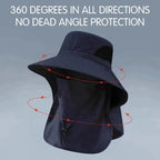 Sun Fishing Hat Women's Bucket Hat with Neck Cover Breathable Wide Brim Summer UV Protection Hat for Travel Holiday Beach