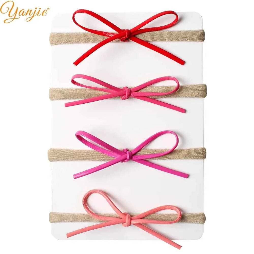 1 Set 2024 Classical European Suede Tied Hair Bow Baby Nylon Headband DIY Hair Accessories Hair Bands for Girl Headwear