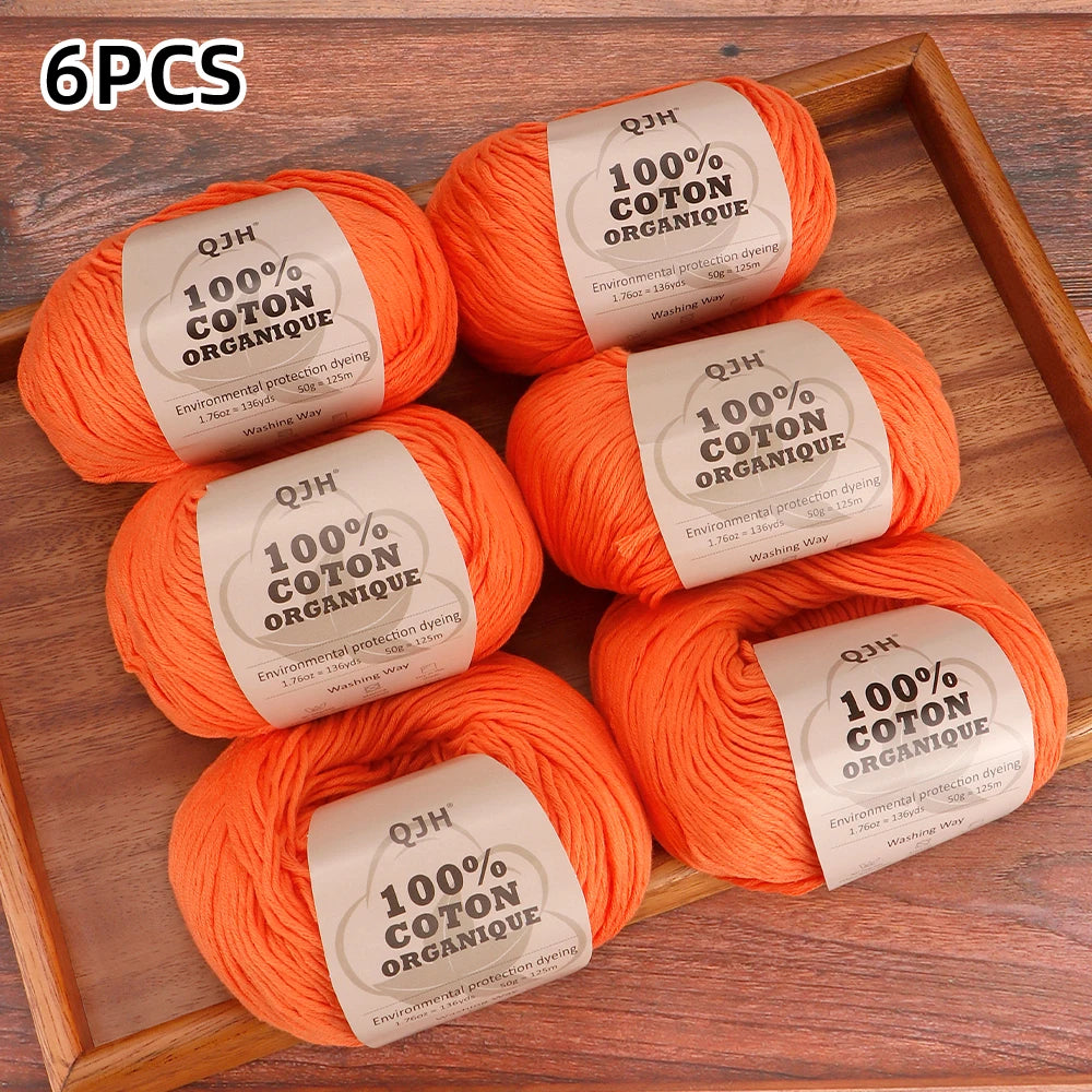6pcs Cotton Soft Breathable Yarn Thread Set-Perfect for Hand Knitting, Crocheting, Weaving Hats, Scarves, Dolls, Bags, Sweaters