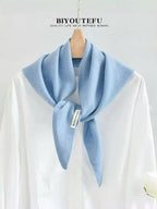 100% Australian Wool Knitted Triangle Scarf Shawl Women's Autumn  Winter Warm Neck Protection Scarf Decorative  Small Scarf
