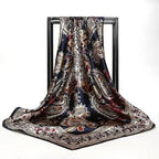 Fashion Kerchief Silk Satin Neck Scarf For Women Print Hijab Scarfs Female 90*90cm Square Shawls and Wraps Scarves For Lady