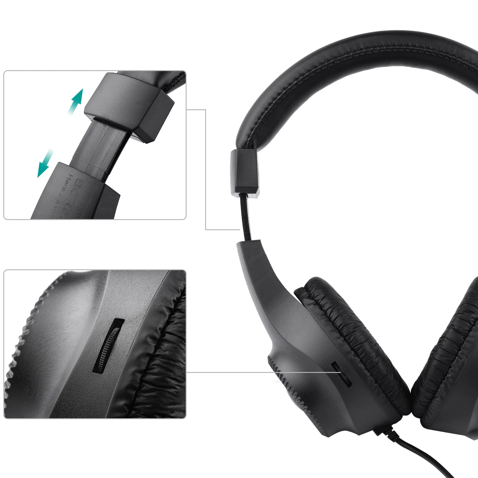 Wired Stereo Monitor Headphones Over-ear Headset with 50mm Driver 6.5mm Plug for Guitar Amplifier Electric Piano Audio Mixer