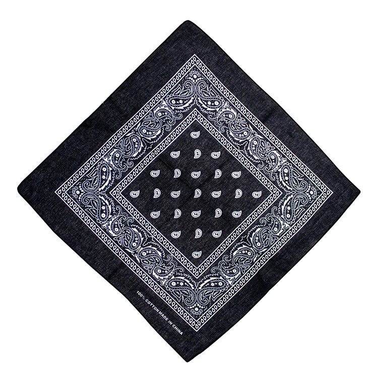 Hip Hop Cowboy Paisley Scarf Large Bandana Head Square Scarf Men Women 55x55cm Black Red White