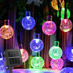 Updated Solar String Lights Outdoor Waterproof 60LED 8 Modes Crystal Globe Christmas Lights for Garden Lawn Porch Decor Camping